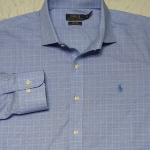 Polo Ralph Lauren Easy Care Windowpane Plaid Mens Long Sleeve Shirt Size 17(XXL)